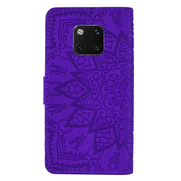 For Huawei Mate 20 Pro Calf Pattern Diamond Mandala Double Folding Design Embossed Leather Case with Wallet & Holder & Card Slots