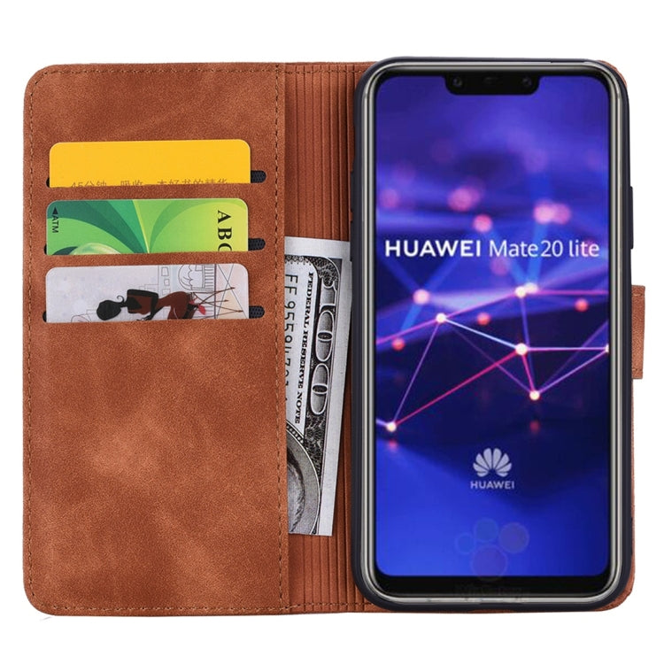 For Huawei Mate 20 Lite / Maimang 7 Calf Pattern Diamond Mandala Double Folding Design Embossed Leather Case with Wallet & Holder & Card Slots