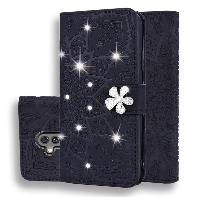 For Huawei Mate 20 Lite / Maimang 7 Calf Pattern Diamond Mandala Double Folding Design Embossed Leather Case with Wallet & Holder & Card Slots
