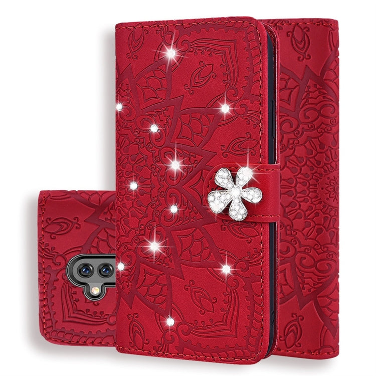 For Huawei Mate 20 Lite / Maimang 7 Calf Pattern Diamond Mandala Double Folding Design Embossed Leather Case with Wallet & Holder & Card Slots