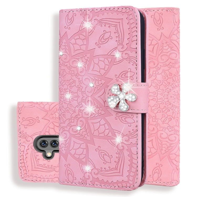 For Huawei Mate 20 Lite / Maimang 7 Calf Pattern Diamond Mandala Double Folding Design Embossed Leather Case with Wallet & Holder & Card Slots