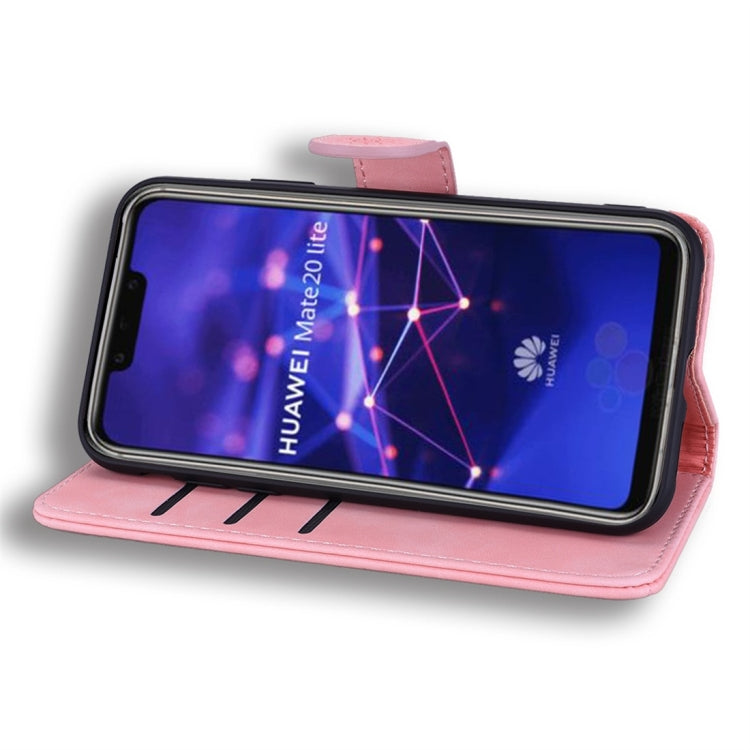 For Huawei Mate 20 Lite / Maimang 7 Calf Pattern Diamond Mandala Double Folding Design Embossed Leather Case with Wallet & Holder & Card Slots
