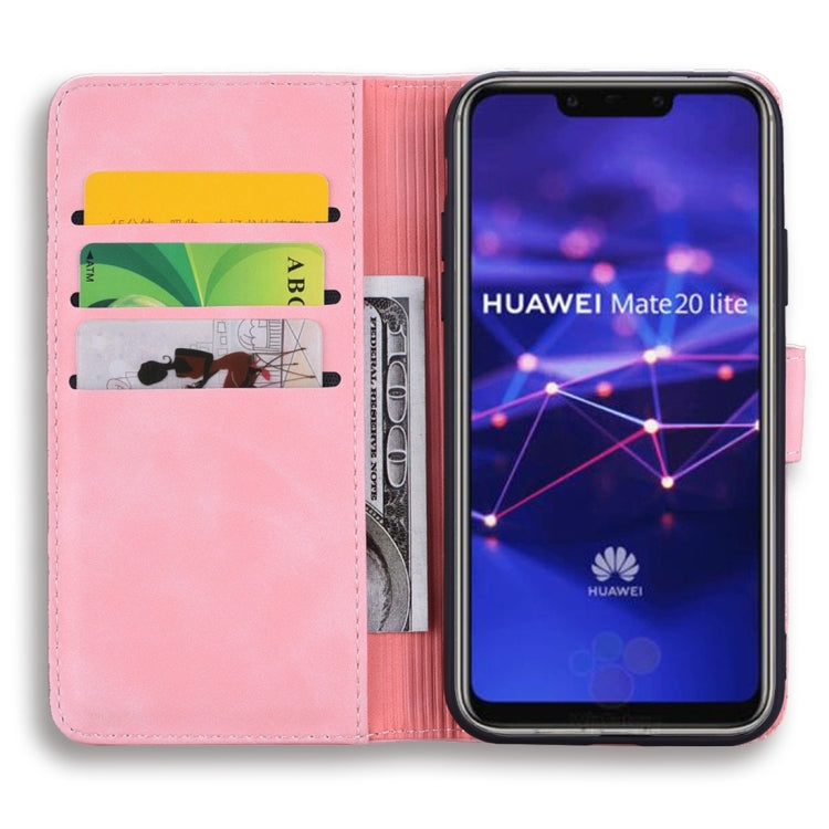 For Huawei Mate 20 Lite / Maimang 7 Calf Pattern Diamond Mandala Double Folding Design Embossed Leather Case with Wallet & Holder & Card Slots
