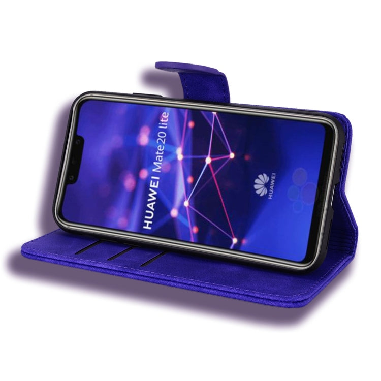For Huawei Mate 20 Lite / Maimang 7 Calf Pattern Diamond Mandala Double Folding Design Embossed Leather Case with Wallet & Holder & Card Slots