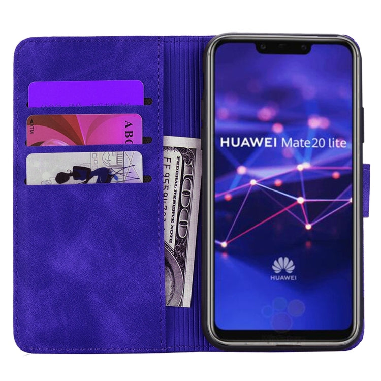 For Huawei Mate 20 Lite / Maimang 7 Calf Pattern Diamond Mandala Double Folding Design Embossed Leather Case with Wallet & Holder & Card Slots