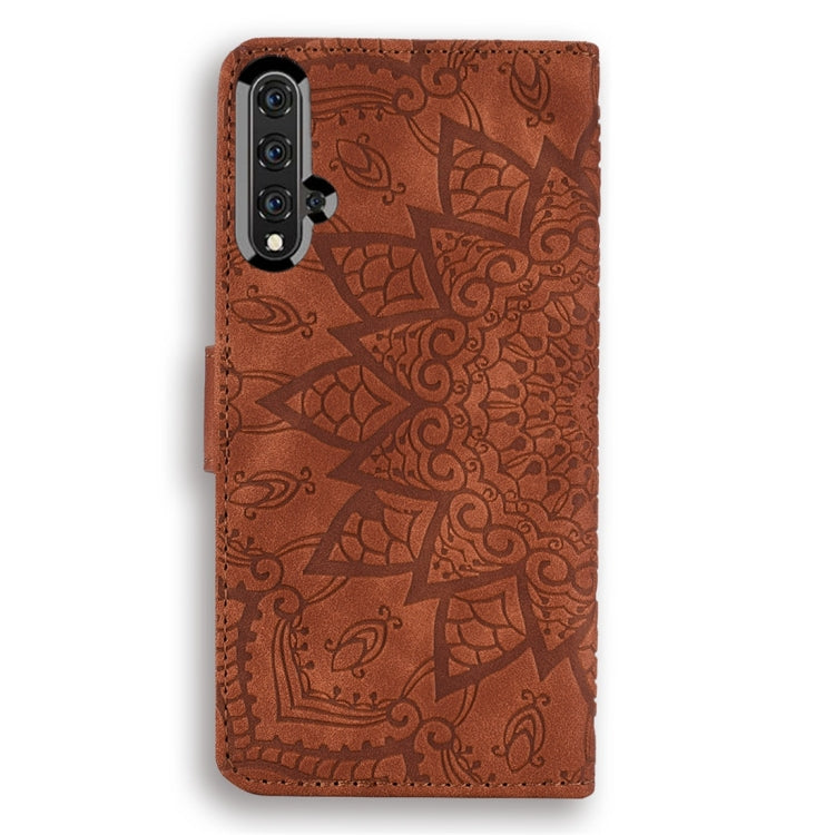 For Huawei nova 5 Calf Pattern Diamond Mandala Double Folding Design Embossed Leather Case with Wallet & Holder & Card Slots