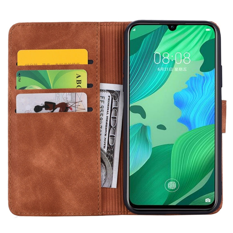 For Huawei nova 5 Calf Pattern Diamond Mandala Double Folding Design Embossed Leather Case with Wallet & Holder & Card Slots
