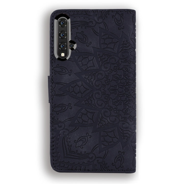 For Huawei nova 5 Calf Pattern Diamond Mandala Double Folding Design Embossed Leather Case with Wallet & Holder & Card Slots