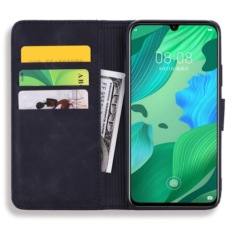 For Huawei nova 5 Calf Pattern Diamond Mandala Double Folding Design Embossed Leather Case with Wallet & Holder & Card Slots
