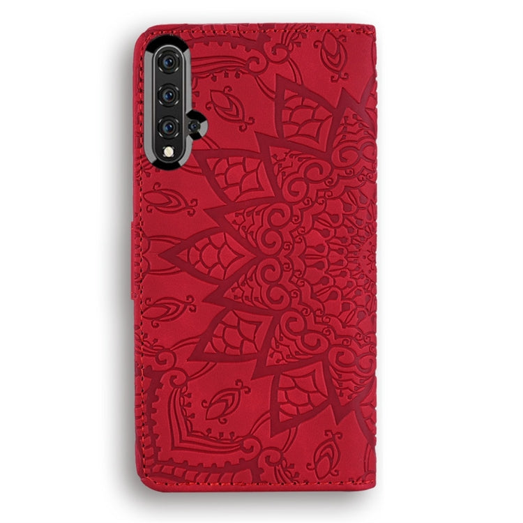 For Huawei nova 5 Calf Pattern Diamond Mandala Double Folding Design Embossed Leather Case with Wallet & Holder & Card Slots