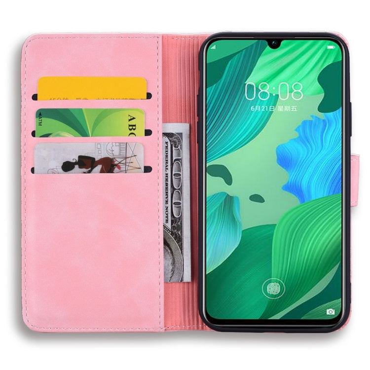 For Huawei nova 5 Calf Pattern Diamond Mandala Double Folding Design Embossed Leather Case with Wallet & Holder & Card Slots