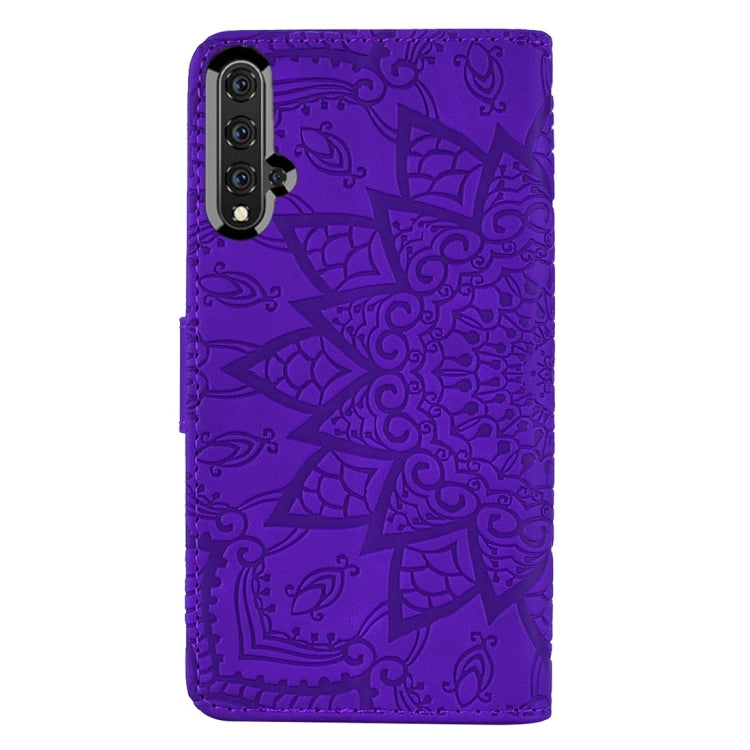 For Huawei nova 5 Calf Pattern Diamond Mandala Double Folding Design Embossed Leather Case with Wallet & Holder & Card Slots