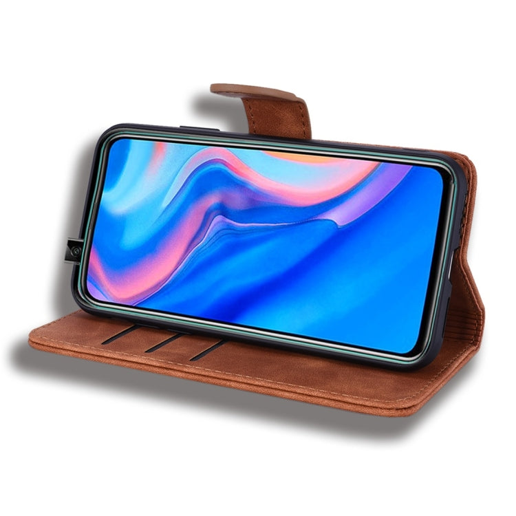 For Huawei P Smart 2019 Calf Pattern Diamond Mandala Double Folding Design Embossed Leather Case with Wallet & Holder & Card Slots