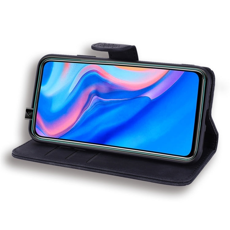 For Huawei P Smart 2019 Calf Pattern Diamond Mandala Double Folding Design Embossed Leather Case with Wallet & Holder & Card Slots