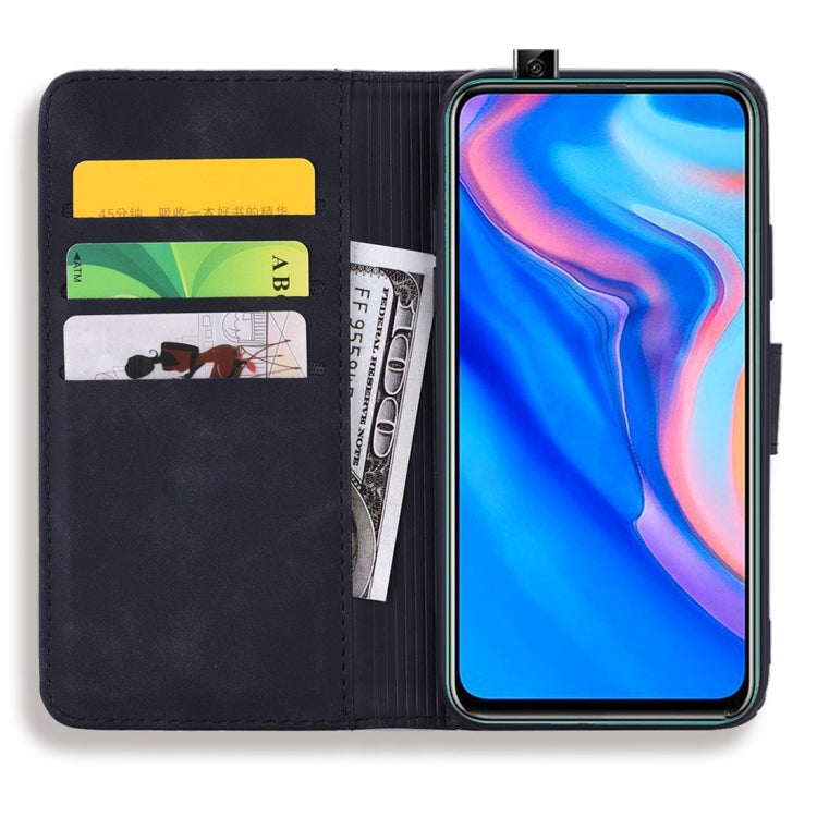 For Huawei P Smart 2019 Calf Pattern Diamond Mandala Double Folding Design Embossed Leather Case with Wallet & Holder & Card Slots