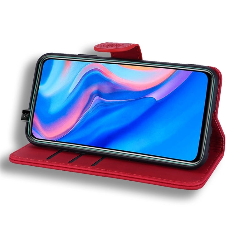 For Huawei P Smart 2019 Calf Pattern Diamond Mandala Double Folding Design Embossed Leather Case with Wallet & Holder & Card Slots