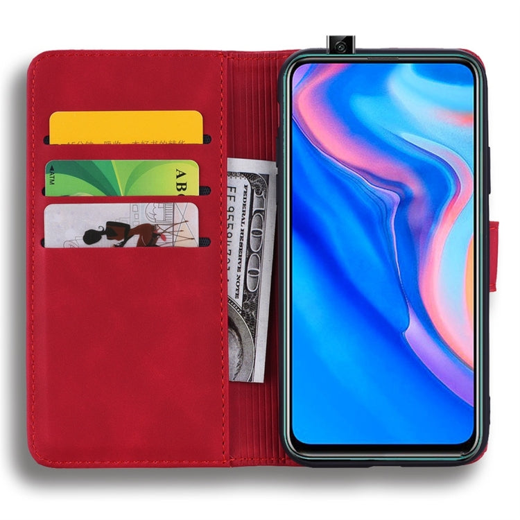For Huawei P Smart 2019 Calf Pattern Diamond Mandala Double Folding Design Embossed Leather Case with Wallet & Holder & Card Slots
