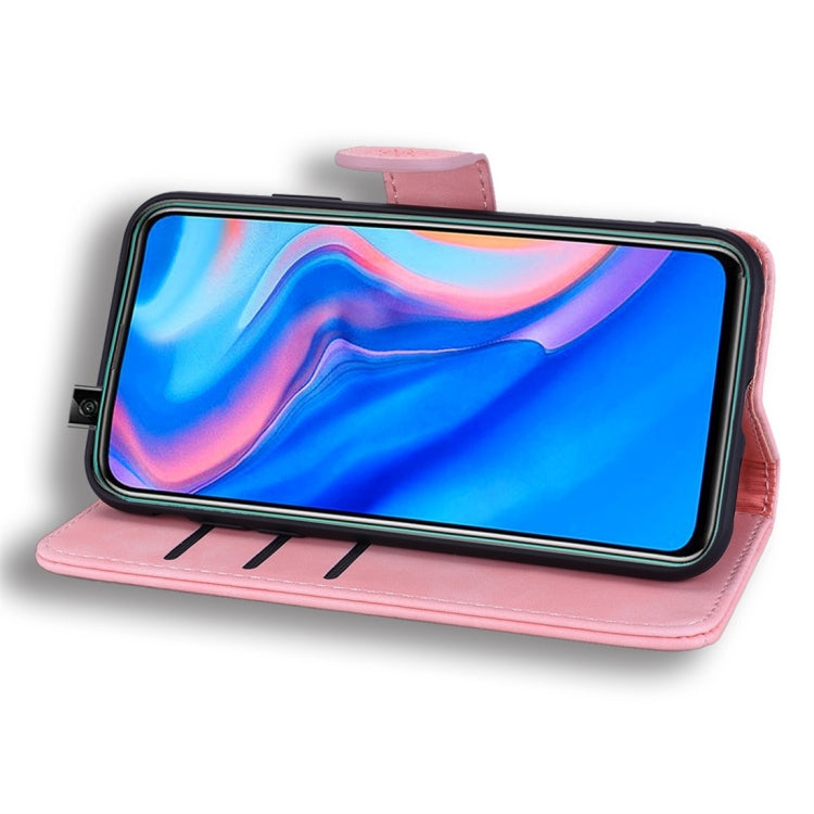 For Huawei P Smart 2019 Calf Pattern Diamond Mandala Double Folding Design Embossed Leather Case with Wallet & Holder & Card Slots