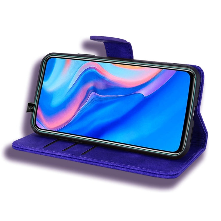 For Huawei P Smart 2019 Calf Pattern Diamond Mandala Double Folding Design Embossed Leather Case with Wallet & Holder & Card Slots