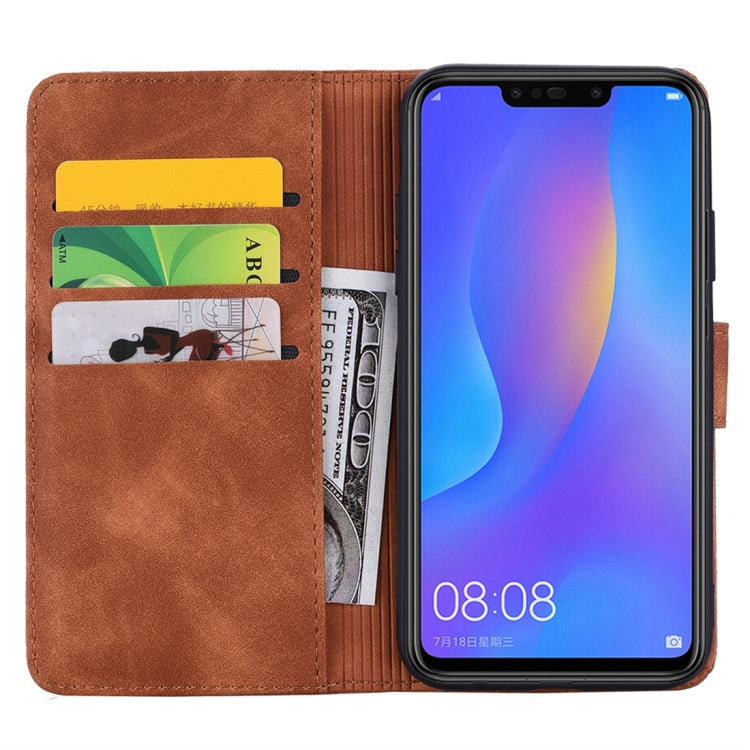 For Huawei P Smart+ 2019 / nova 3i Calf Pattern Diamond Mandala Double Folding Design Embossed Leather Case with Wallet & Holder & Card Slots