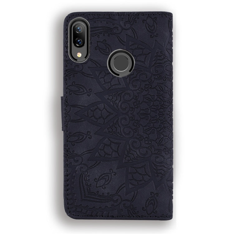 For Huawei P Smart+ 2019 / nova 3i Calf Pattern Diamond Mandala Double Folding Design Embossed Leather Case with Wallet & Holder & Card Slots
