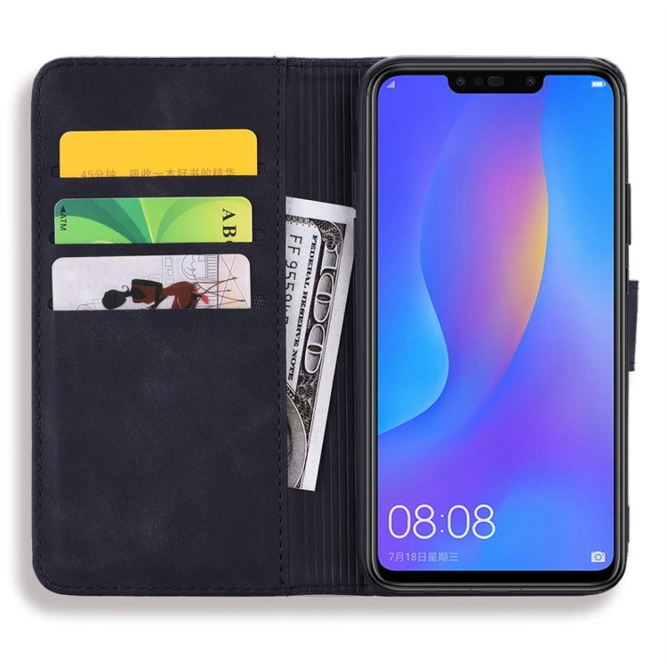 For Huawei P Smart+ 2019 / nova 3i Calf Pattern Diamond Mandala Double Folding Design Embossed Leather Case with Wallet & Holder & Card Slots