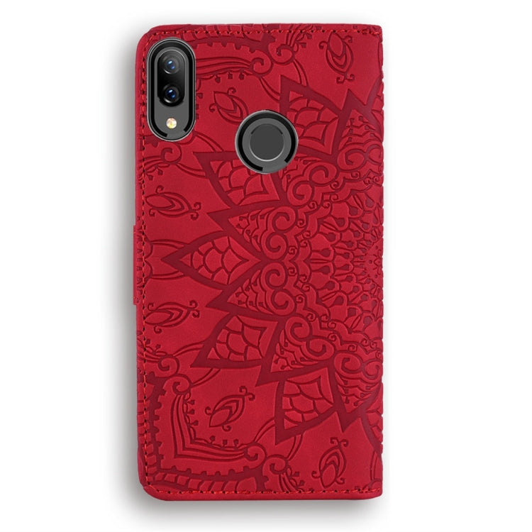 For Huawei P Smart+ 2019 / nova 3i Calf Pattern Diamond Mandala Double Folding Design Embossed Leather Case with Wallet & Holder & Card Slots