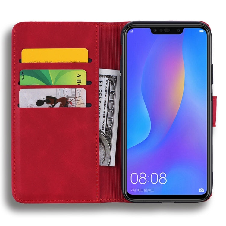 For Huawei P Smart+ 2019 / nova 3i Calf Pattern Diamond Mandala Double Folding Design Embossed Leather Case with Wallet & Holder & Card Slots