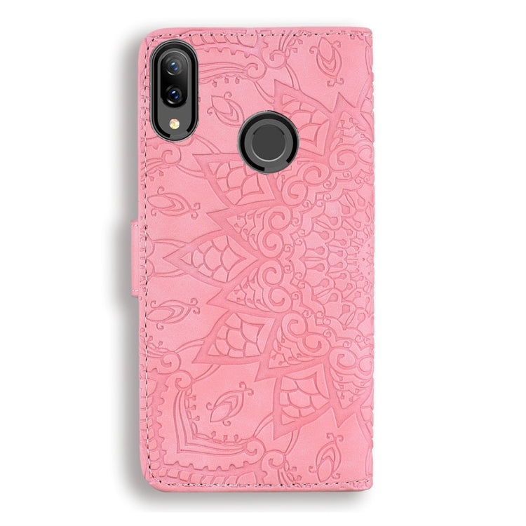 For Huawei P Smart+ 2019 / nova 3i Calf Pattern Diamond Mandala Double Folding Design Embossed Leather Case with Wallet & Holder & Card Slots