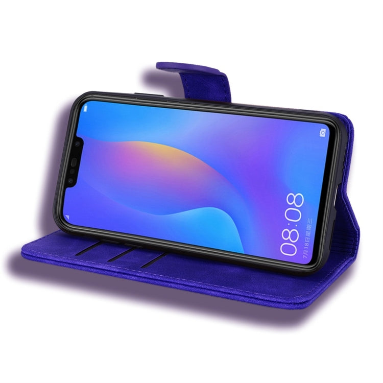 For Huawei P Smart+ 2019 / nova 3i Calf Pattern Diamond Mandala Double Folding Design Embossed Leather Case with Wallet & Holder & Card Slots