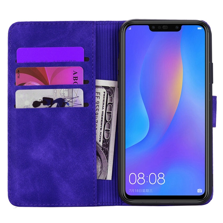 For Huawei P Smart+ 2019 / nova 3i Calf Pattern Diamond Mandala Double Folding Design Embossed Leather Case with Wallet & Holder & Card Slots