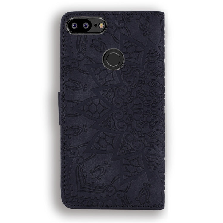 For Huawei P Smart / Honor 9 Lite Calf Pattern Diamond Mandala Double Folding Design Embossed Leather Case with Wallet & Holder & Card Slots