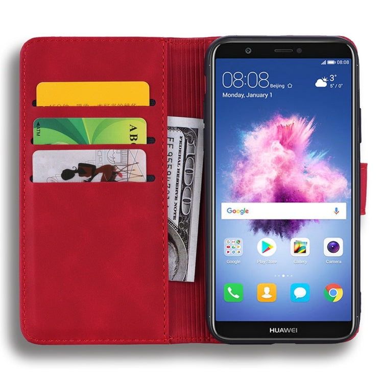 For Huawei P Smart / Honor 9 Lite Calf Pattern Diamond Mandala Double Folding Design Embossed Leather Case with Wallet & Holder & Card Slots