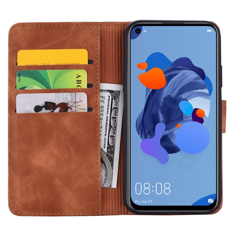 For Huawei P20 Lite (2019) / nova 5i Calf Pattern Diamond Mandala Double Folding Design Embossed Leather Case with Wallet & Holder & Card Slots