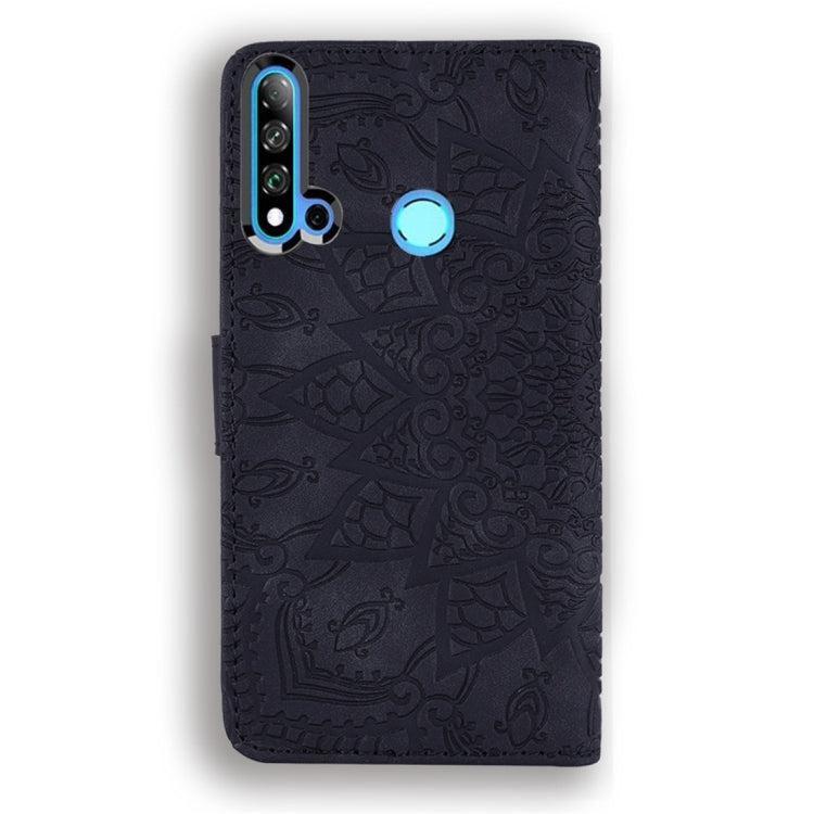 For Huawei P20 Lite (2019) / nova 5i Calf Pattern Diamond Mandala Double Folding Design Embossed Leather Case with Wallet & Holder & Card Slots