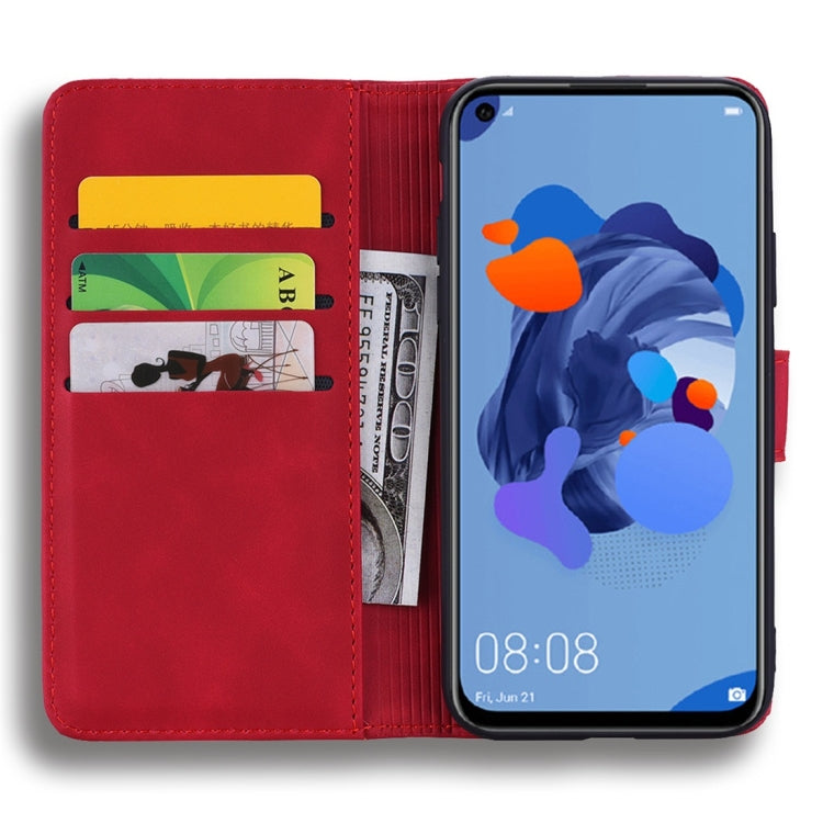 For Huawei P20 Lite (2019) / nova 5i Calf Pattern Diamond Mandala Double Folding Design Embossed Leather Case with Wallet & Holder & Card Slots