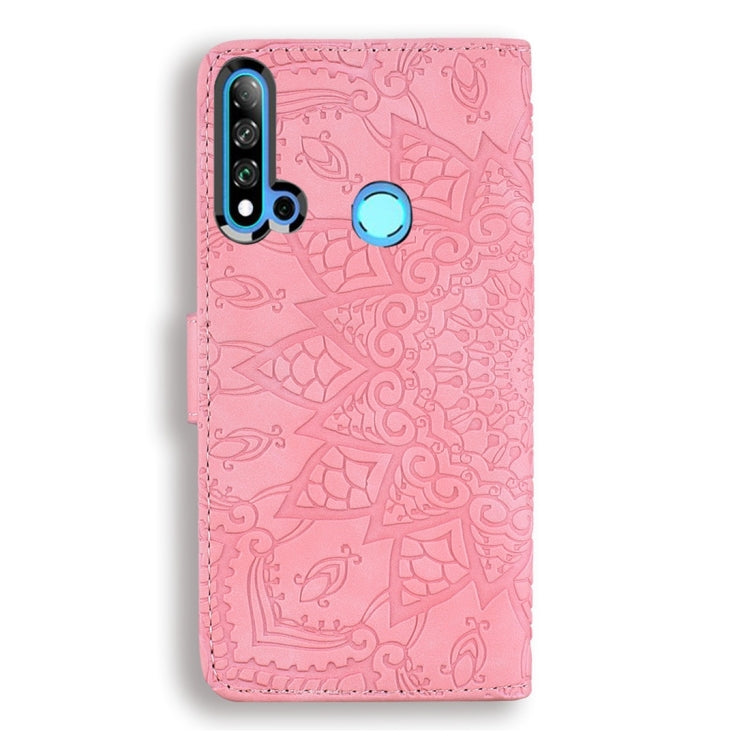 For Huawei P20 Lite (2019) / nova 5i Calf Pattern Diamond Mandala Double Folding Design Embossed Leather Case with Wallet & Holder & Card Slots