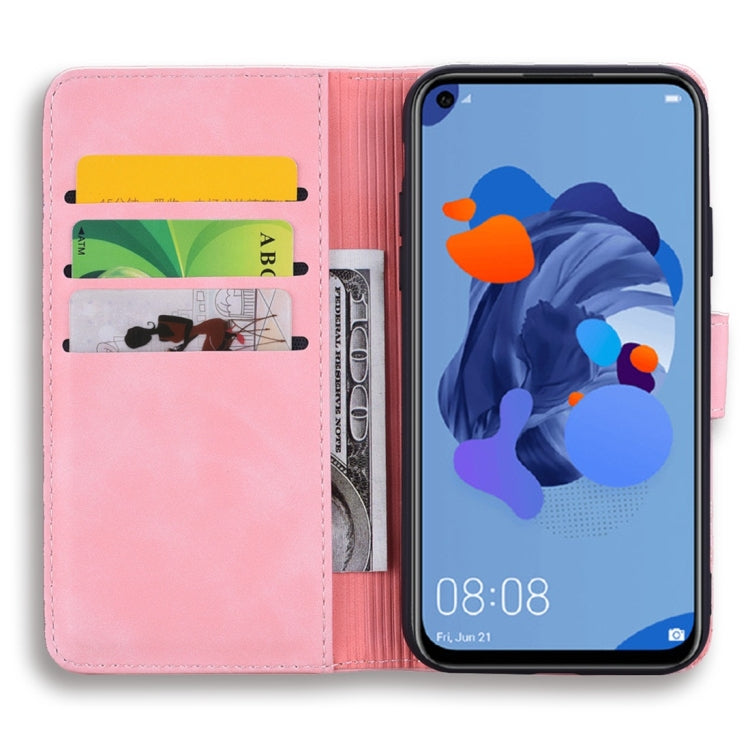 For Huawei P20 Lite (2019) / nova 5i Calf Pattern Diamond Mandala Double Folding Design Embossed Leather Case with Wallet & Holder & Card Slots