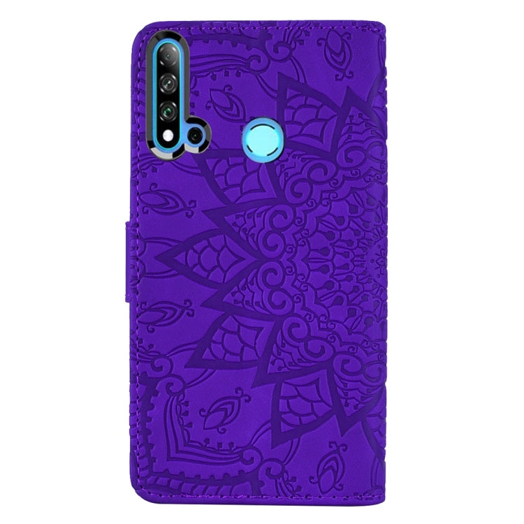For Huawei P20 Lite (2019) / nova 5i Calf Pattern Diamond Mandala Double Folding Design Embossed Leather Case with Wallet & Holder & Card Slots