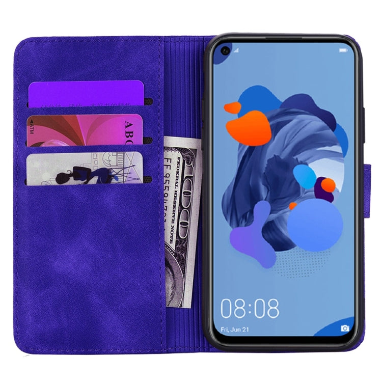 For Huawei P20 Lite (2019) / nova 5i Calf Pattern Diamond Mandala Double Folding Design Embossed Leather Case with Wallet & Holder & Card Slots