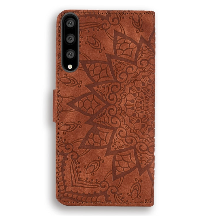 For Huawei P20 Pro Calf Pattern Diamond Mandala Double Folding Design Embossed Leather Case with Wallet & Holder & Card Slots