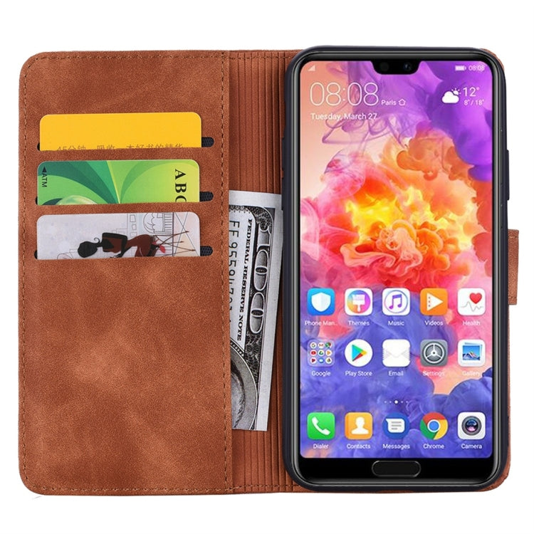 For Huawei P20 Pro Calf Pattern Diamond Mandala Double Folding Design Embossed Leather Case with Wallet & Holder & Card Slots