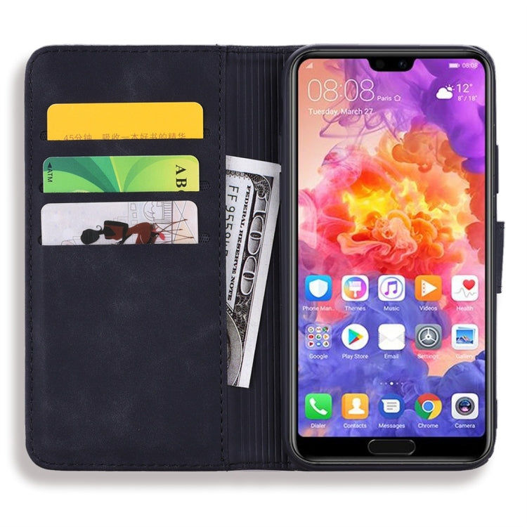 For Huawei P20 Pro Calf Pattern Diamond Mandala Double Folding Design Embossed Leather Case with Wallet & Holder & Card Slots