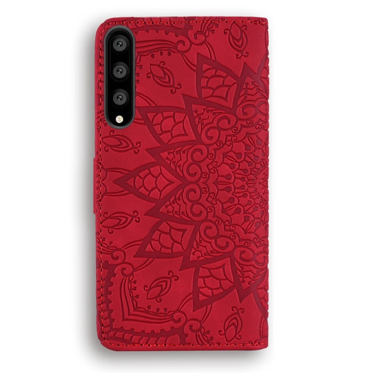 For Huawei P20 Pro Calf Pattern Diamond Mandala Double Folding Design Embossed Leather Case with Wallet & Holder & Card Slots
