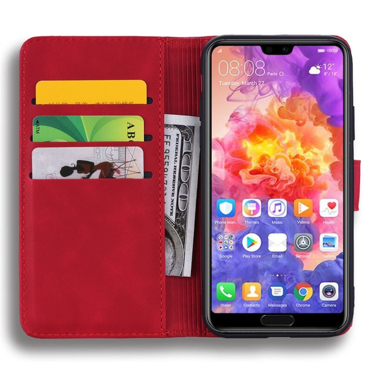 For Huawei P20 Pro Calf Pattern Diamond Mandala Double Folding Design Embossed Leather Case with Wallet & Holder & Card Slots
