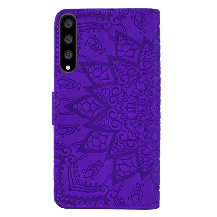 For Huawei P20 Pro Calf Pattern Diamond Mandala Double Folding Design Embossed Leather Case with Wallet & Holder & Card Slots