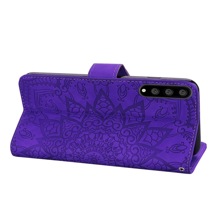 For Huawei P20 Pro Calf Pattern Diamond Mandala Double Folding Design Embossed Leather Case with Wallet & Holder & Card Slots