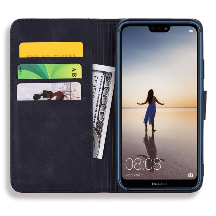 For Huawei P20 Lite / nova 3e Calf Pattern Diamond Mandala Double Folding Design Embossed Leather Case with Wallet & Holder & Card Slots