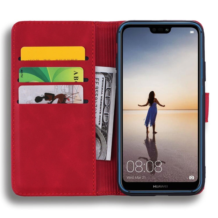 For Huawei P20 Lite / nova 3e Calf Pattern Diamond Mandala Double Folding Design Embossed Leather Case with Wallet & Holder & Card Slots