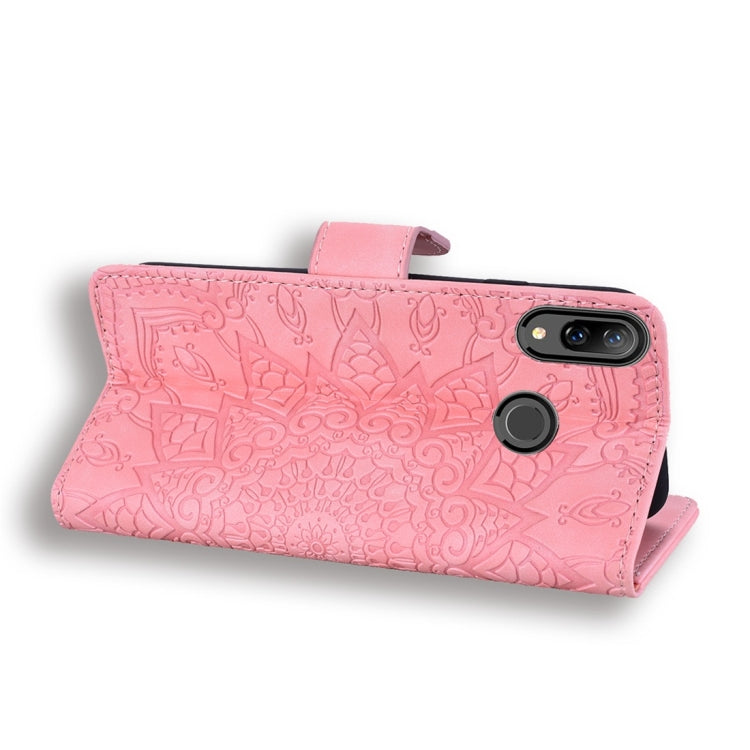 For Huawei P20 Lite / nova 3e Calf Pattern Diamond Mandala Double Folding Design Embossed Leather Case with Wallet & Holder & Card Slots